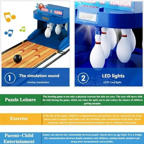 Miniatura 4 de Juego de bolera electrónica para interiores: consola deportiva portátil con puntuación automática, fácil de usar y almacenar, perfecto