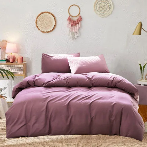 Juego de edredón morado, tamaño matrimonial, color malva sólido, suave, moderno, color oscuro, transpirable, para mujeres y hombres, edredón lavanda