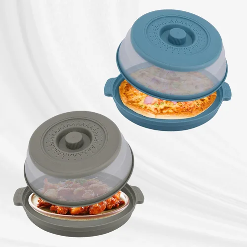 Miniatura 3 de Juego de 2 cubiertas de placa de salpicaduras para microondas para alimentos con alfombrilla base, tapa protectora de salpicaduras de silicona