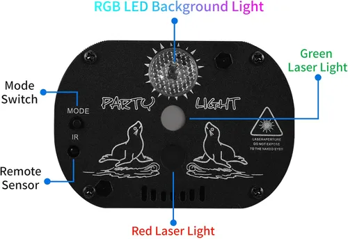 Miniatura 7 de Luces de fiesta para escenario de DJ Disco, proyector de luz láser LED RGB con flash estroboscópico activado por sonido y control remoto