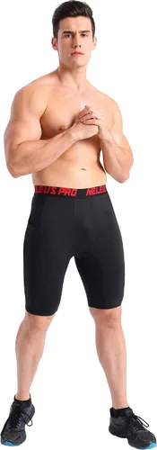 Miniatura 7 de NELEUS Paquete de 3 pantalones cortos de compresión para correr con bolsillos para hombre
