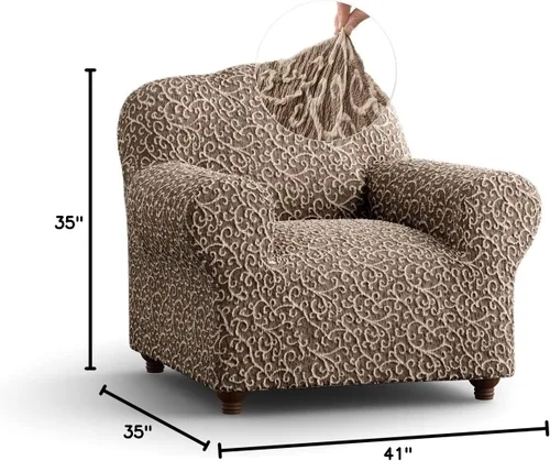 Miniatura 10 de PAULATO BY GA.I.CO. Funda para silla, funda para sillón, funda de tela de algodón, 1 pieza, protector de muebles elástico, elegante, colección 3D