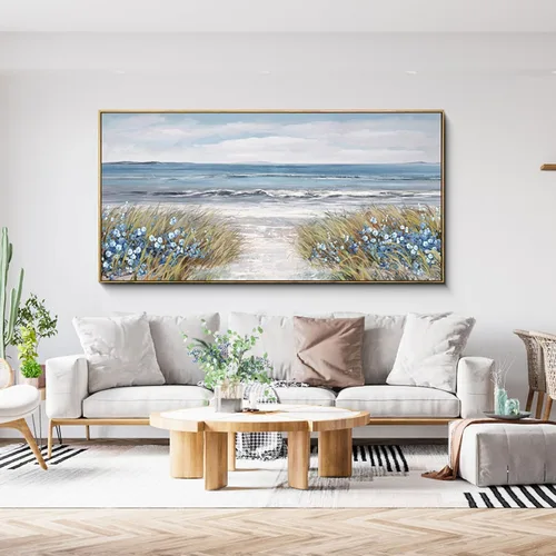 Miniatura 12 de XLSJERST Arte de Pared de Lienzo Azul Grande Pintura de Paisaje Marino - Cuadro de Paisaje con Textura Azul Marino Moderno Velero Obra de Arte