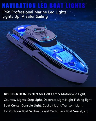 Miniatura 3 de Tira de Luz LED Azul Marino para Barco, Iluminación de Cortesía para Pesca Nocturna en Cubierta y Cabina para Pontón Jon Boat, Kayak, Motor, Bass 4