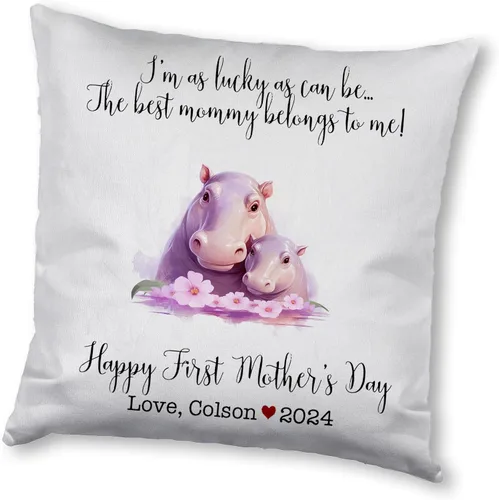 Miniatura 9 de Generic Custom Mama Hippopotamus with Childs, First Mother's Day Custom Pillowcase, Personalized Mother's Day Pillowcase, Gift for Mom, Home Decor