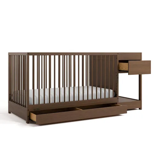 Miniatura 30 de Graco Teddi Cuna convertible 5 en 1 (negro) – Certificado GREENGUARD Gold, se convierte en sofá cama, cama infantil y individual con cabecera