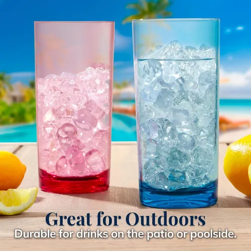 Miniatura 7 de Vasos de plástico reutilizables US Acrylic Classic (juego de 6) de 24 onzas, tazas de té helado de colores surtidos Vasos sin BPA, fabricados
