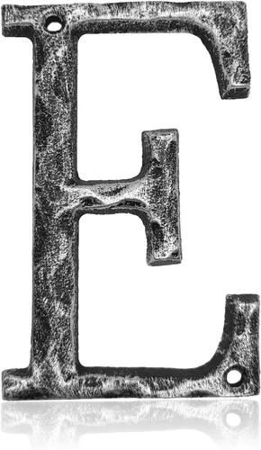Miniatura 10 de Números de casa de 5.5 pulgadas, número único de dirección de metal de hierro fundido para puerta exterior o delantera, acabado plateado antiguo