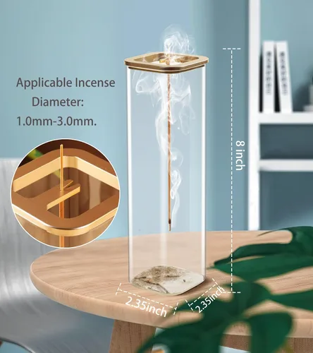 Miniatura 4 de Insence-Stick Soporte [anti-cenizas], moderno soporte para quemador de incienso con colector de cenizas de vidrio extraíble, para decoración