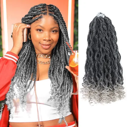 Miniatura 78 de Cabello rubio de ganchillo para mujeres negras, trenzas senegalesas onduladas de ganchillo de 12 pulgadas, trenzas kinky de ganchillo cortas 27613
