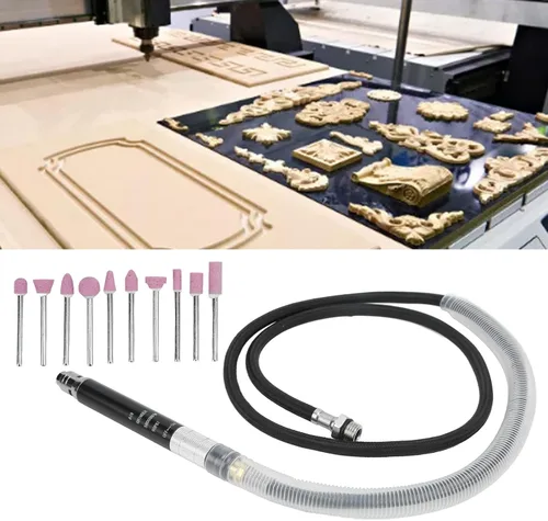 Miniatura 2 de FTVOGUE Kit de amoladora de troqueles de lápiz neumático - Juego de amoladora de micro troqueles - herramienta de pulido y grabado - 90 psi - plata