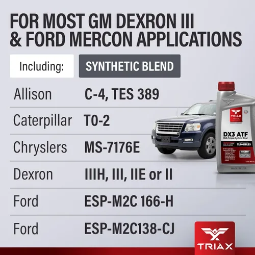 Miniatura 3 de TRIAX DX3 ATF - Compatible con la mayoría de aplicaciones GM Dexron III y Ford Mercon - Líquido para transmisión automática multiuso, optimizado