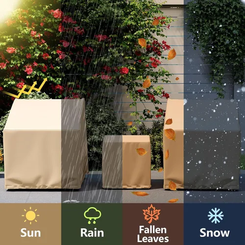 Miniatura 7 de Tangkula Juego de 3 fundas para muebles de patio, fundas impermeables para conversación al aire libre para 3 piezas, juego de funda de sofá