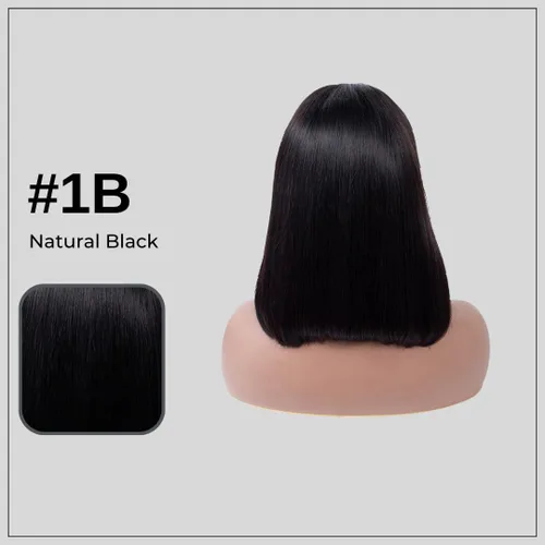 Miniatura 5 de ALHER Short Bob Wig Human Hair Small Cap Lace Front Wigs Straight, 13X4 Transparent Lace Frontal Wigs 180% Density for Women, Natural Color, Cap