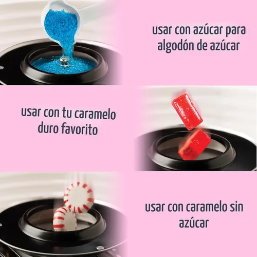 Miniatura 5 de Nostalgia - Máquina vintage PCM306PK para preparar caramelo sólido y de algodón sin azúcar, para encimera, incluye 2 conos reutilizables y cuchara