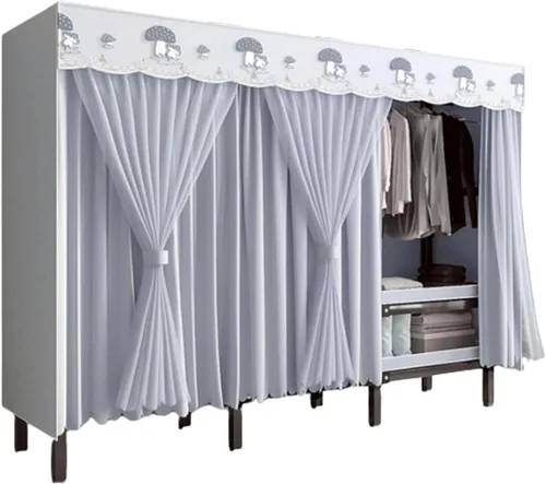 Miniatura 16 de Armarios grandes plegables de 0.984 in/1 pulgada de tubo de acero para ropa, estantes de almacenamiento para dormitorio, armario grande portátil