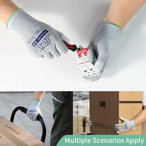 Miniatura 6 de JDL Guantes de trabajo ESD, guantes antiestáticos para construcción de PC, instalación y reparación de computadoras, guantes de fibra de carbono