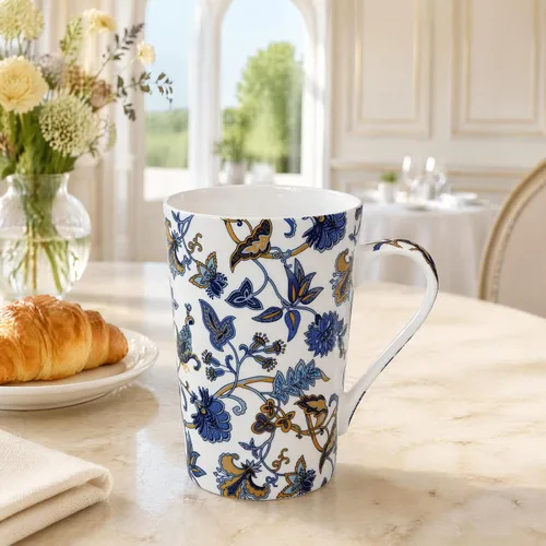 Miniatura 6 de Taza de café de porcelana de hueso, taza de café alta, taza de té floral de 14 onzas, taza de café alta, regalos para mujeres y madres, regalos