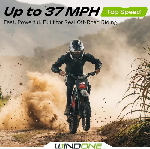 Miniatura 2 de Windone RS5 Electric Dirt Bike for Teens & Adults (13+), Up to 37 MPH, 45 Miles Range, 2200W Peak Motor, 14"/12" Off-Road Tires, Hydraulic Rojo