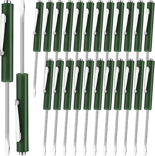 Miniatura 19 de Honoson 10 Piezas de Destornillador de Bolsillo Mini con Puntas y Clips de Bolsillo Magnéticos, Ranurados, Pequeños con Hoja de Cuchilla Única