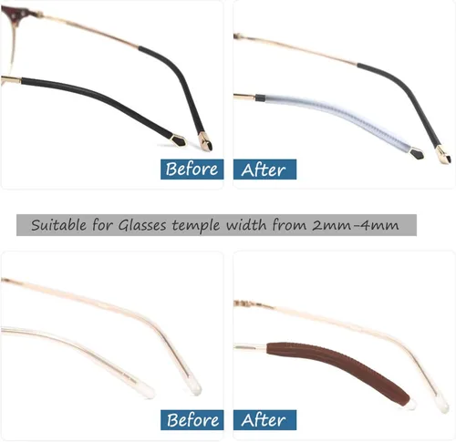 Miniatura 4 de OPUGIT Cojines para los oídos para lentes con punta final, ganchos antideslizantes de silicona para los oídos, tubo de manga, puntas de sien, 8