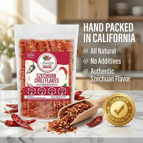 Miniatura 7 de Sichuan Chili Flakes, 1 libra (16 onzas) – Especias tradicionales de pimienta roja y condimento Szechuan para platos tailandeses, coreanos