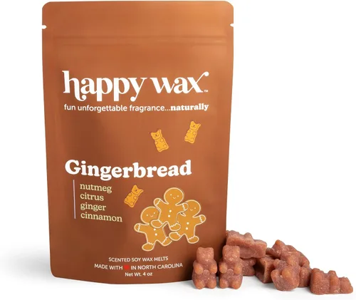Happy Wax Gingerbread - Cera perfumada de oso para derretir – Natural fuerte perfumada con aceites esenciales – No tóxica y segura para mascotas –