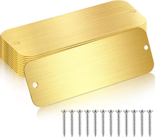 Miniatura 10 de Yaocom 12 Piezas Placas de Identificación Grabadas Láser Cepillado Placa de Metal Sólido Placa Personalizada en Blanco Etiqueta de Nombre