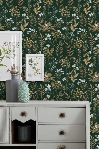 Miniatura 7 de Abyssaly Papel tapiz vintage para despegar y pegar, papel de contacto floral para decoración de revestimiento de estantes de dormitorio