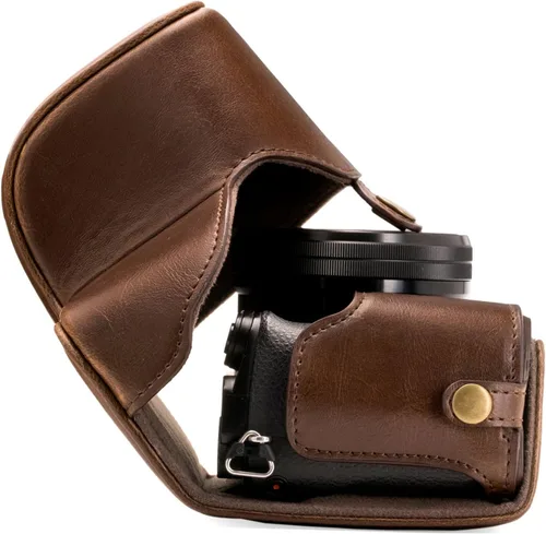 Miniatura 3 de MegaGear "Ever Ready" - Funda de piel para cámara, fácil de instalar, trípode y accesorio periférico, compatible con Sony Alpha A6000, A6300
