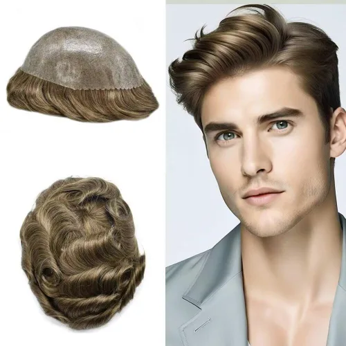 Miniatura 93 de Toupee for Men Hair Piece Real Human Hair Full Poly Skin Mens Toupee Mens Hair System Injected PU Hair System Invisible Hairpiece for
