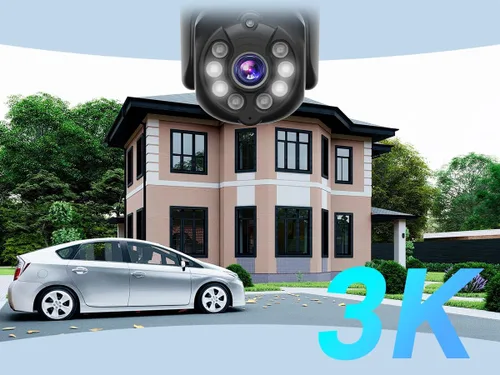 Miniatura 2 de [3K, vista de 360°] Sistema de cámara de seguridad inalámbrica de 5MP, 4 cámaras PTZ 3K para exteriores interiores, sistema de vigilancia WiFi dual