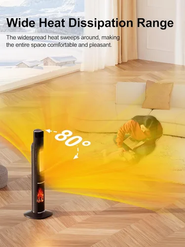 Miniatura 2 de Uthfy Calentador de espacio de 32 pulgadas para habitación grande, calentadores eléctricos portátiles de torre de 1500 W para uso en interiores