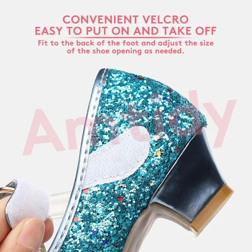 Miniatura 3 de Amtidy Zapatos de vestir para niñas, zapatos de fiesta de boda Mary Jane, zapatos con purpurina para damas de honor, tacones de princesa