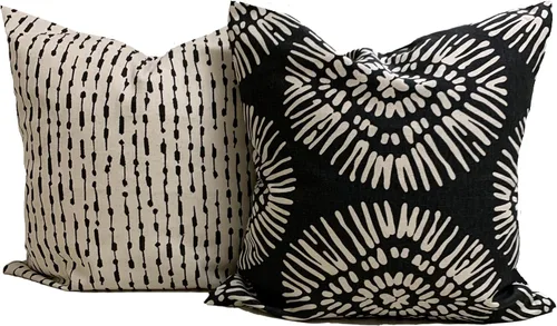 Miniatura 2 de Black Tan Pillow Covers, Black Throw Pillow Cover, Black Tan Throw Pillow Covers, Black Decorative Pillow Covers, 16x16, 20x20, 18x18, ALL SIZES