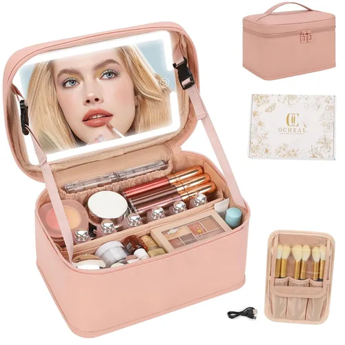 Miniatura 17 de OCHEAL Makeup Bag,Travel Makeup Organizer Bag, Cute Cosmetic Bags for Women Girls Travel Toiletry Bag Traveling With Brush Slot And Divider-Floral