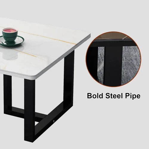 Miniatura 6 de Mesa auxiliar rectangular de mármol sintético, escritorio de vidrio templado y patas de metal, moderna mesa de té, mesa de té para sala de estar