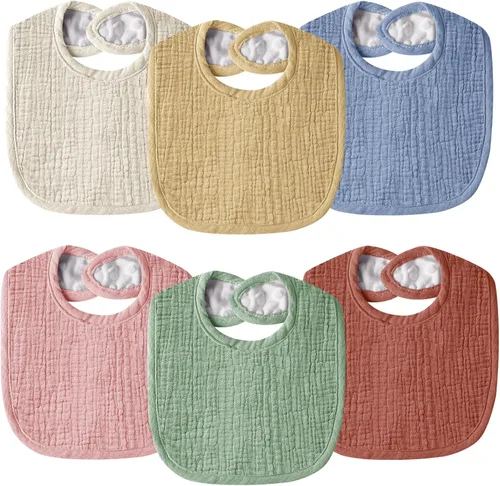 Miniatura 11 de Baberos de muselina para bebés para niños y niñas, baberos de algodón para babeo, baberos ajustables para recién nacidos para babeo y dentición