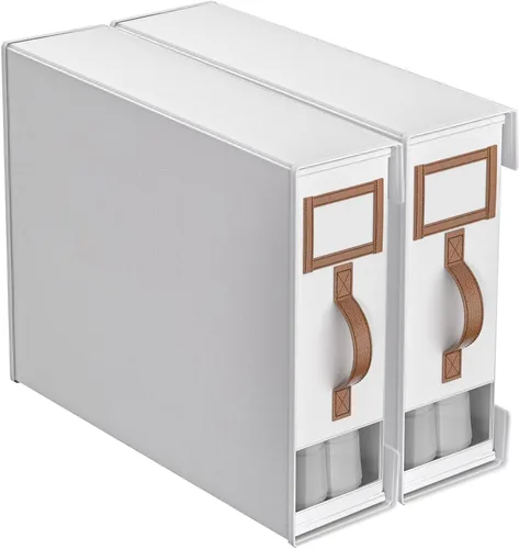 Paquete de 2 organizadores y almacenamiento de sábanas (tamaño King y Queen), caja de almacenamiento plegable con mango de cuero, organizador de
