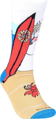 Miniatura 2 de Calcetines surfistas de muñeco de nieve para hombre (adulto grande), Beige, blanco, rojo, azul, azul claro, gris, negro