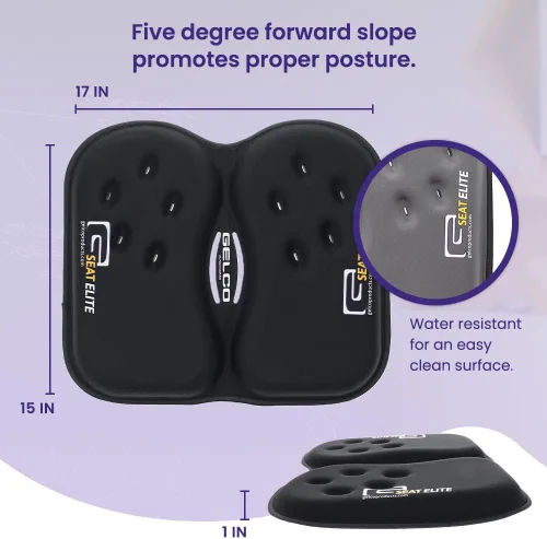 Miniatura 3 de GSeat Elite - Cojín ortopédico de gel y espuma para asiento de coxis, espalda, coxis, próstata, posnatal y ciática, color negro