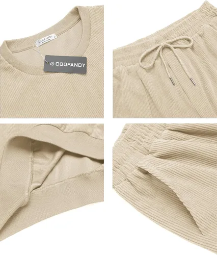 Miniatura 5 de COOFANDY Conjunto deportivo de 2 piezas para hombre, sudadera de manga larga, sin botones, para deportes, casual, fitness, trotar