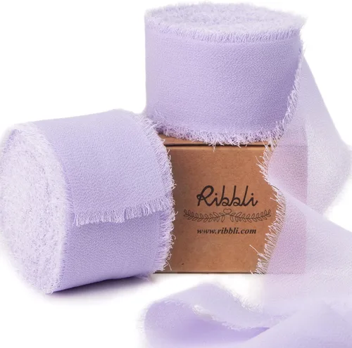 Miniatura 10 de Ribbli Cinta de Gasa Azul Marino Profundo de 1-1/2 pulgadas x 20 Yardas Cinta de Seda de Gasa con Flecos Hecha a Mano, Cinta Azul para Invitaciones