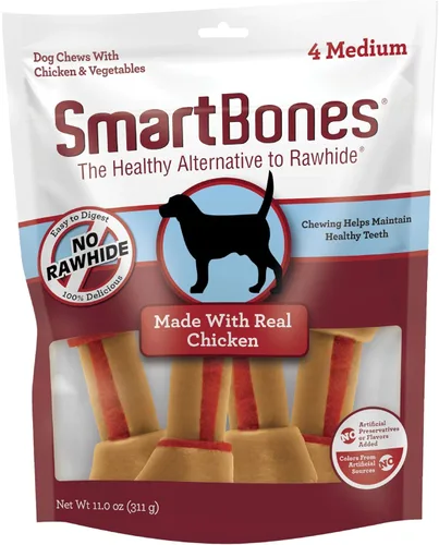 Miniatura 14 de SmartBones Masticables medianos con batata real, 4 unidades, sin piel cruda, masticables para perros
