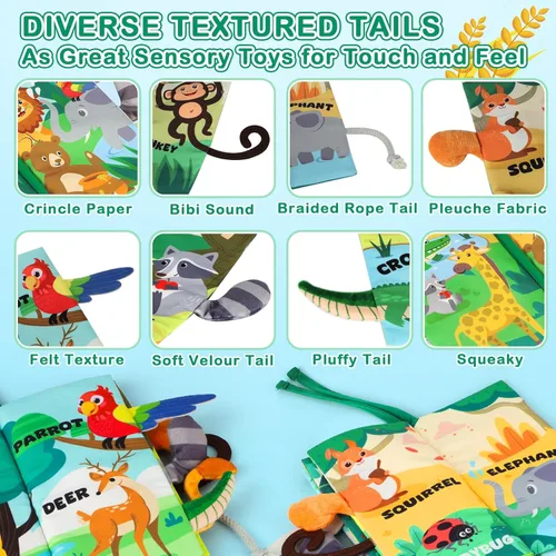 Miniatura 3 de BBWOO Libro Blandito para Bebé - Juguete para Bebé - Regalo de Ducha para Niños Recién Nacidos Niñas - Juguete para Tiempo de Barriga para Lactantes