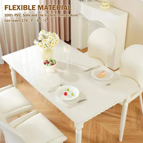 Miniatura 3 de Royhom Protector de mesa transparente de 14 x 24 pulgadas, cubierta de plástico de 0.059 in de grosor, impermeable, fácil de limpiar, protector