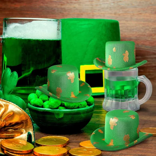 Miniatura 6 de Pickmesh 20 piezas de mini tazas de cerveza para el día de San Patricio, sombreros de duende verdes, taza de cerveza de plástico de 1 onza, vasos