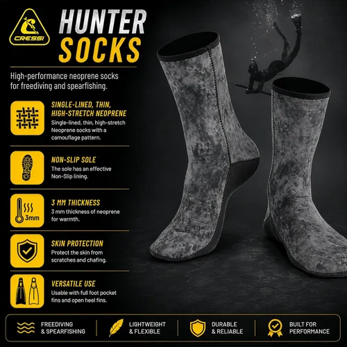 Miniatura 4 de CRESSI Calcetines de camuflaje de neopreno para adultos de 0.118 in para apnea, esnórquel, buceo - Calcetines Hunter: diseñados en Italia