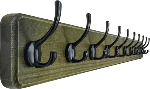 Miniatura 36 de Dseap Perchero de Pared: Moderno, Patentado, Resistente, 17.4" de Largo, Riel Colgador de Madera con 5 Ganchos Dobles para Abrigos de Invierno, Negro