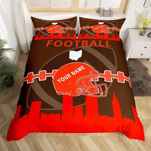 Miniatura 8 de Erosebridal Juego de funda de edredón personalizada para niños y niñas, juego de cama de jugadores de fútbol, funda de edredón de rugby con 1 funda